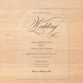 白黒ミニマル書道結婚の アクリル招待状 (正面)