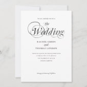 白黒ミニマル書道結婚の 招待状 (正面)