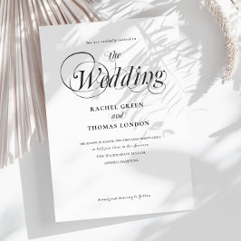 白黒ミニマル書道結婚の 招待状