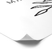 白黒ミニマル植物学葉モノグラム ポスター (角)