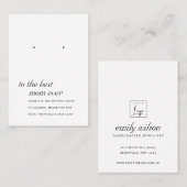 白黒ミニマル母品イヤリング表示カード プレイスカード (正面/裏面)