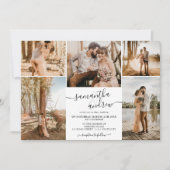 白黒ミニマル版スクリプト6枚結婚の写真 招待状 (正面)