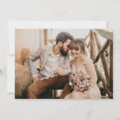 白黒ミニマル版スクリプト6枚結婚の写真 招待状 (裏面)