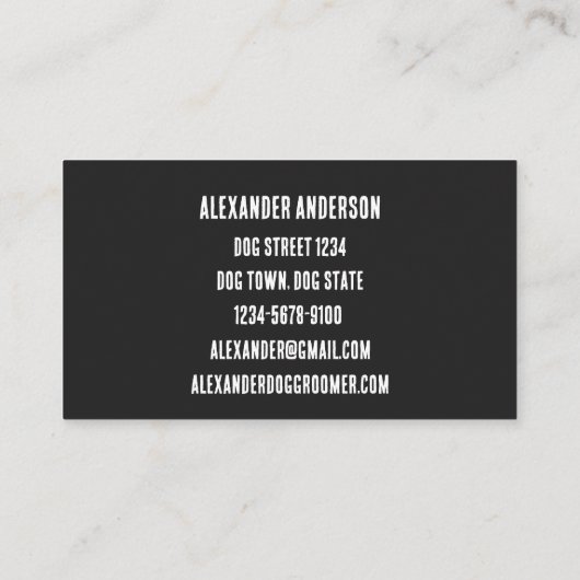 白黒ミニマル犬トリマーグルービー 名刺 (裏面)