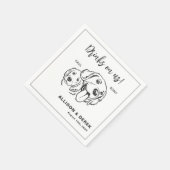 白黒ミニマル犬ペットズ結婚ズ スタンダードカクテルナプキン (角)