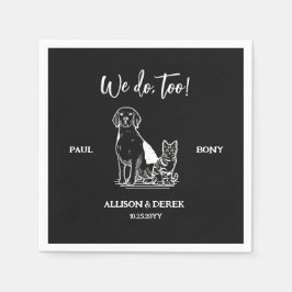 白黒ミニマル犬ペットズ結婚ズ スタンダードカクテルナプキン