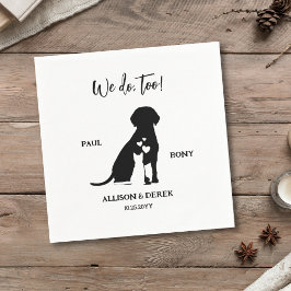 白黒ミニマル犬ペットズ結婚ズ スタンダードカクテルナプキン