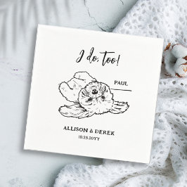 白黒ミニマル犬ペットズ結婚ズ スタンダードカクテルナプキン