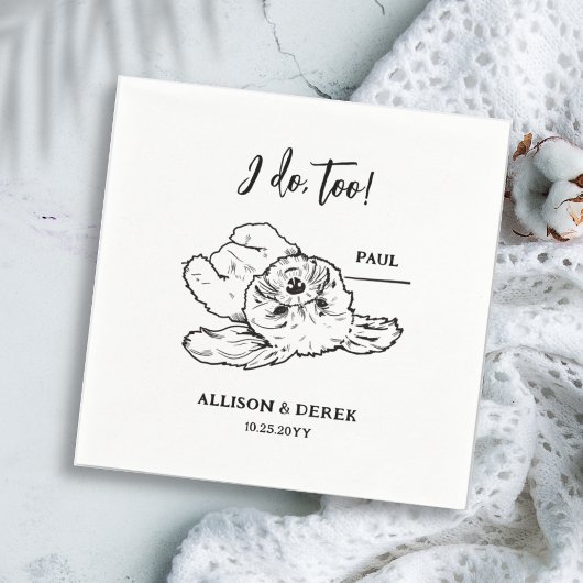 白黒ミニマル犬ペットズ結婚ズ スタンダードカクテルナプキン