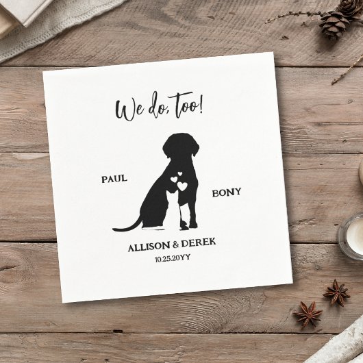 白黒ミニマル犬ペットズ結婚ズ スタンダードカクテルナプキン