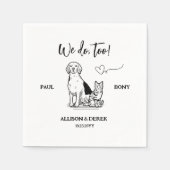 白黒ミニマル犬ペットズ結婚ズ スタンダードカクテルナプキン (正面)