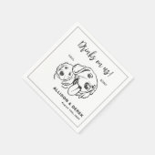 白黒ミニマル犬ペットズ結婚ズ スタンダードカクテルナプキン (角)