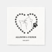 白黒ミニマル猫ペット結婚ズ スタンダードカクテルナプキン (正面)