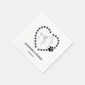 白黒ミニマル猫ペット結婚ズ スタンダードカクテルナプキン (角)