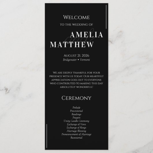 白黒ミニマル結婚の プログラム (正面)