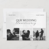 白黒ミニマル結婚ム写真記念日 招待状 (正面)