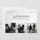 白黒ミニマル結婚ム写真記念日 招待状 (正面/裏面)