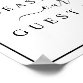 白黒ミニマル結婚リストのゲストブックサイン ポスター (角)