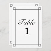 白黒ミニマル結婚リストのテーブル番号 招待状 (正面/裏面)