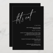 白黒ミニマル結婚リストのメニューカード メニュー (正面/裏面)