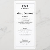 白黒ミニマル結婚リストのメニュー メニュー (正面)