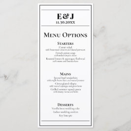 白黒ミニマル結婚リストのメニュー メニュー