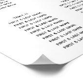 白黒ミニマル結婚リストの座席表 ポスター (角)