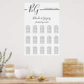 白黒ミニマル結婚リストの座席表 ポスター (キッチン)