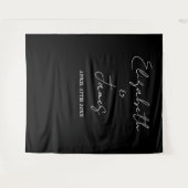 白黒ミニマル結婚リストの背景 タペストリー (正面(横))