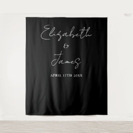 白黒ミニマル結婚リストの背景 タペストリー