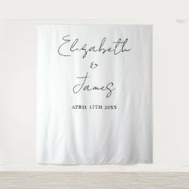 白黒ミニマル結婚リストの背景 タペストリー