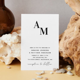 白黒ミニマル結婚リストのQRコード詳細 招待状