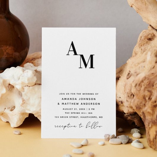 白黒ミニマル結婚リストのQRコード詳細 招待状