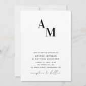 白黒ミニマル結婚リストのQRコード詳細 招待状 (正面)