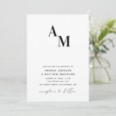 白黒ミニマル結婚リストのQRコード詳細 招待状 (スタンド正面)