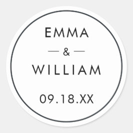 白黒ミニマル結婚リスト01ステッカー ラウンドシール