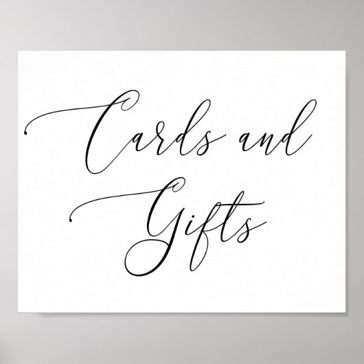 白黒ミニマル結婚リスト。カードとギフト ポスター (正面)