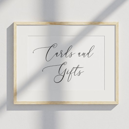 白黒ミニマル結婚リスト。カードとギフト ポスター