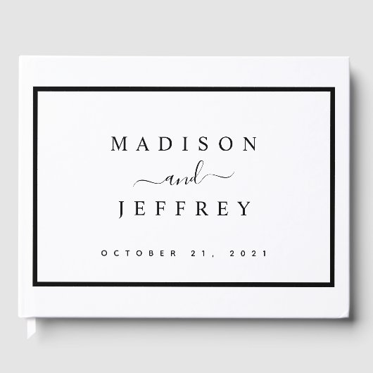 白黒ミニマル結婚リスト ゲストブック (正面)