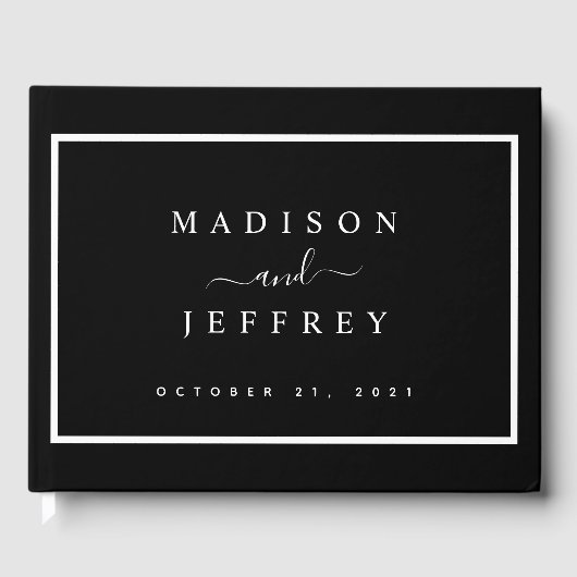 白黒ミニマル結婚リスト ゲストブック (正面)