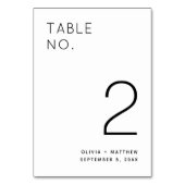 白黒ミニマル結婚リスト | シンプルモダン テーブルナンバー (正面)