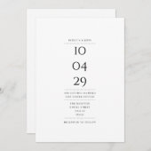 白黒ミニマル結婚主義のデート 招待状 (正面/裏面)