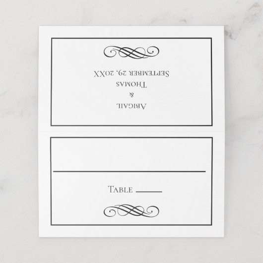 白黒ミニマル結婚主義の座席表 プレイスカード (外部開封)