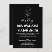 白黒ミニマル結婚式招待状カード エンクロージャーカード (正面/裏面)