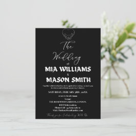 白黒ミニマル結婚式招待状カード エンクロージャーカード