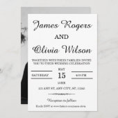 白黒ミニマル結婚式招待状 招待状 (正面/裏面)