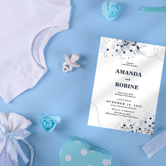 白黒ミニマル結婚式招待状 招待状