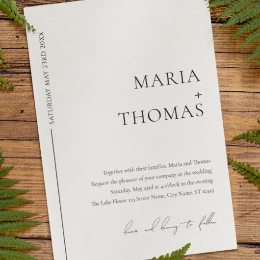 白黒ミニマル結婚式招待状 招待状