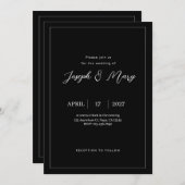 白黒ミニマル結婚式招待状 招待状 (正面/裏面)