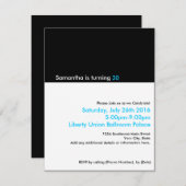 白黒ミニマル誕生日パーティー 招待状 (正面/裏面)